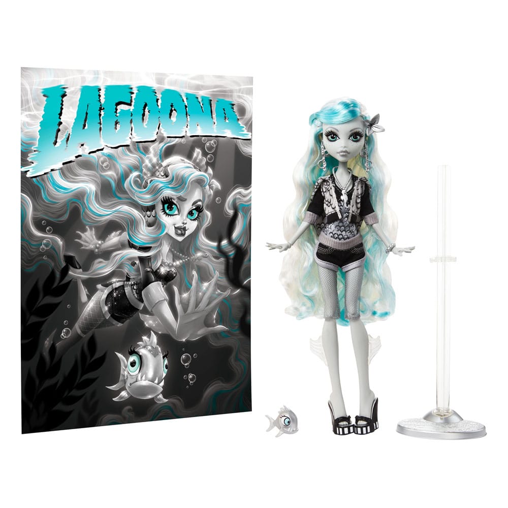 Monster High poupée Reel Drama Lagoona Blue en Noir et Blanc