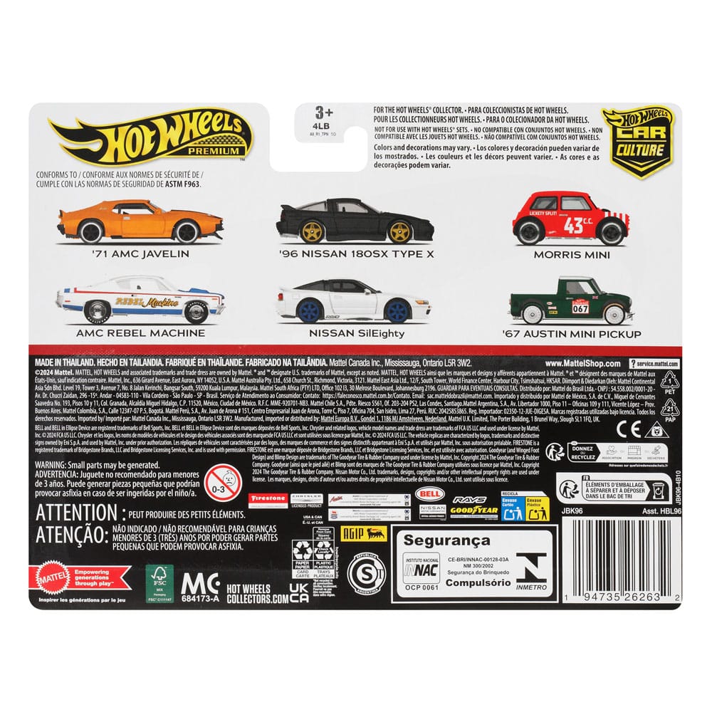 Hot Wheels Premium pack 2 véhicules métal Car Culture 1/64 '96 Nissan 180SX Type X & Nissan SilEighty