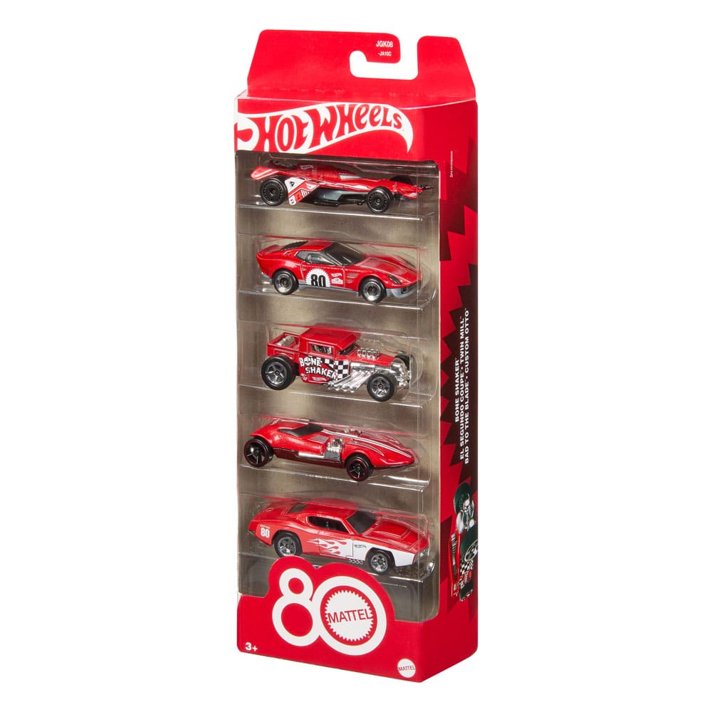 Hot Wheels pack 5 véhicules métal 1/64 80th Anniversary
