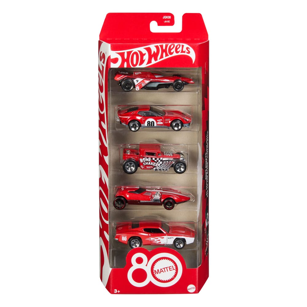 Hot Wheels pack 5 véhicules métal 1/64 80th Anniversary