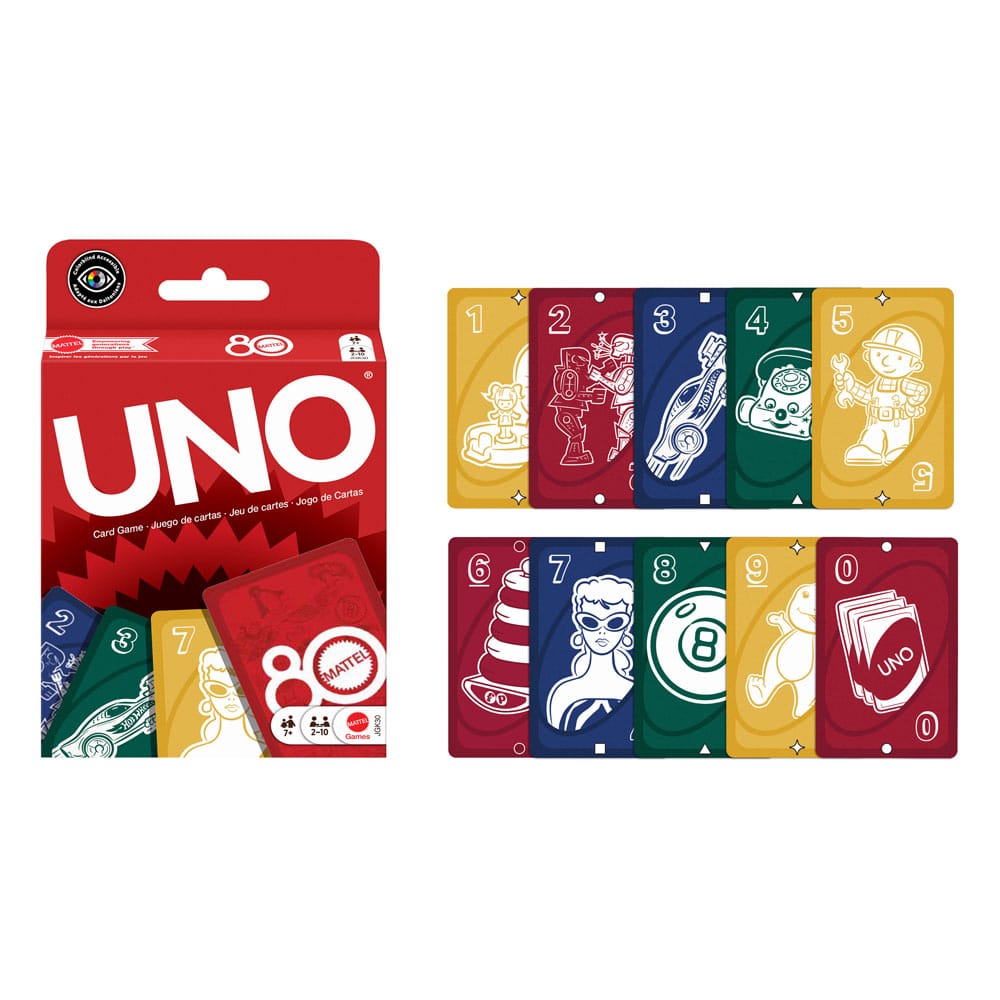 Mattel 80th Anniversary UNO jeux de cartes Ruby Red