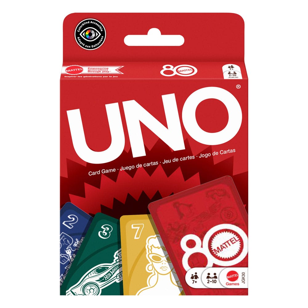 Mattel 80th Anniversary UNO jeux de cartes Ruby Red