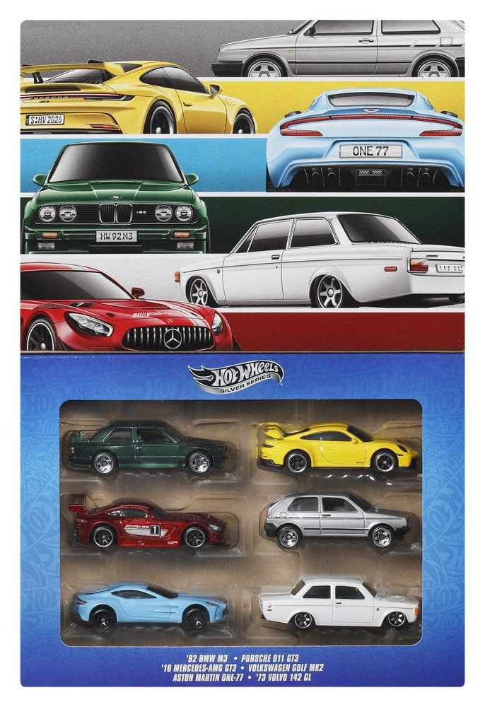 Hot Wheels Silver Series pack 6 véhicules Die-Cast 1/64 Euro Style