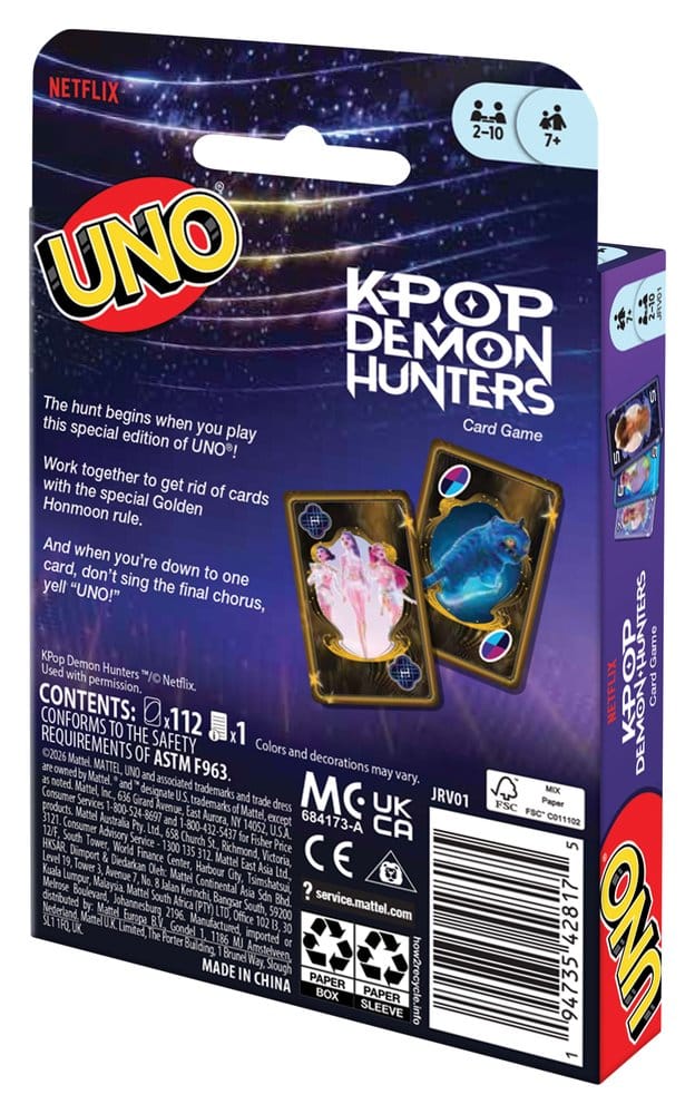 KPop Demon Hunters UNO jeux de cartes