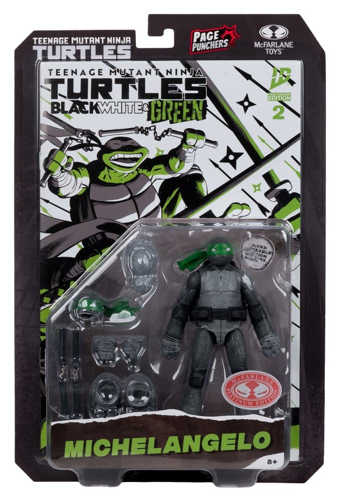 Tortues Ninja Page Punchers figurine Michelangelo (Black White & Green) (Red Platinum Edition) 13 cm