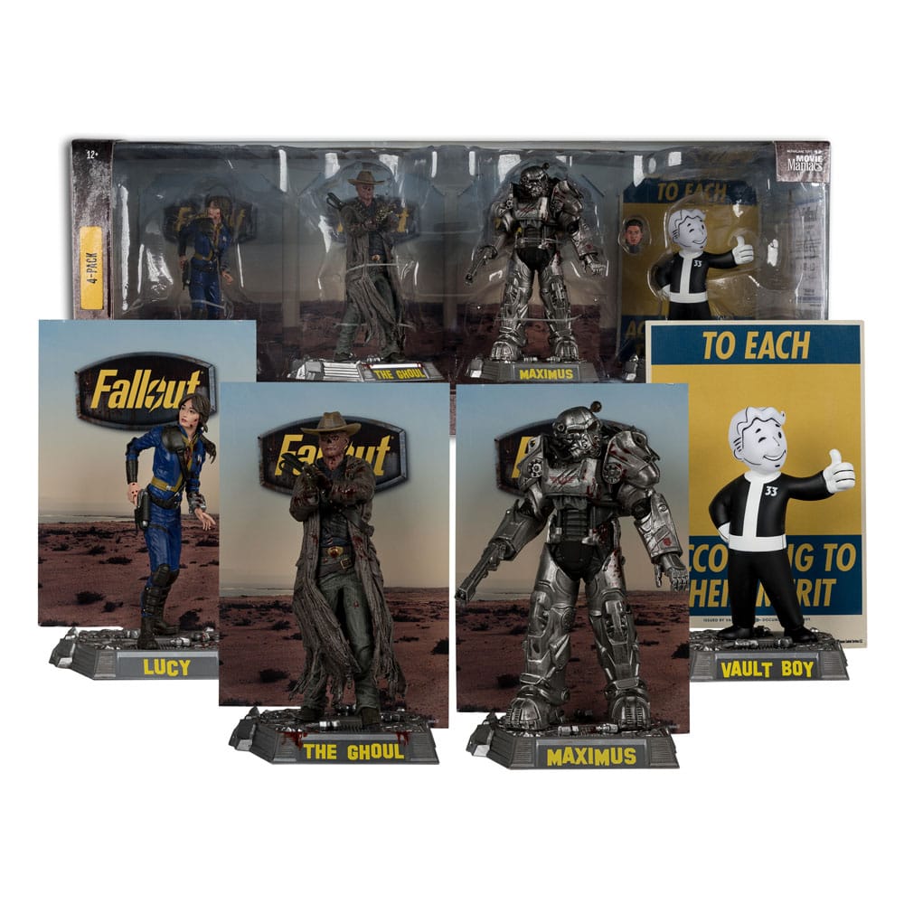 Fallout pack 4 statuettes PVC Movie Maniacs Lucy, Maximus, The Ghoul & Vault Boy 15 cm