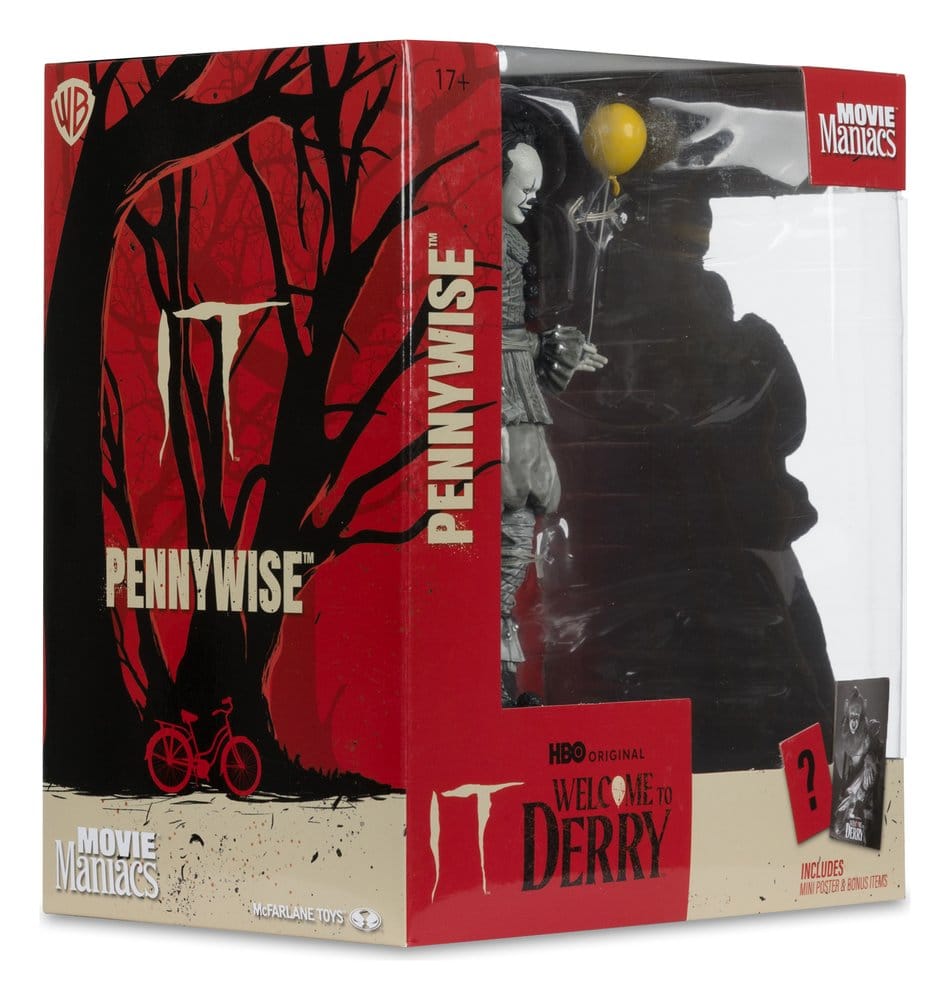 Ça Welcome to Derry Movie Maniacs figurine Pennywise (Black & White) 16 cm