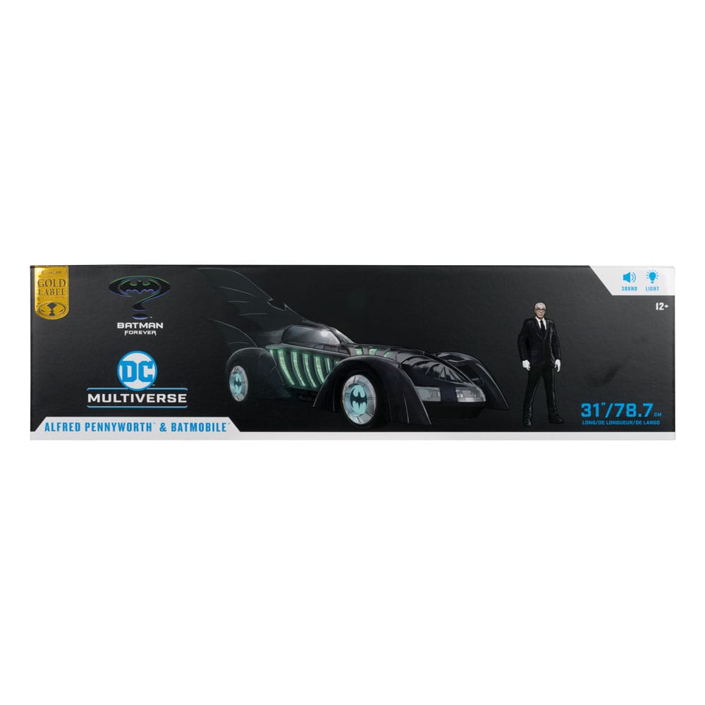 Batman Forever DC Multiverse figurine avec véhicule Alfred Pennyworth & Batmobile (Gold Label) 79 cm