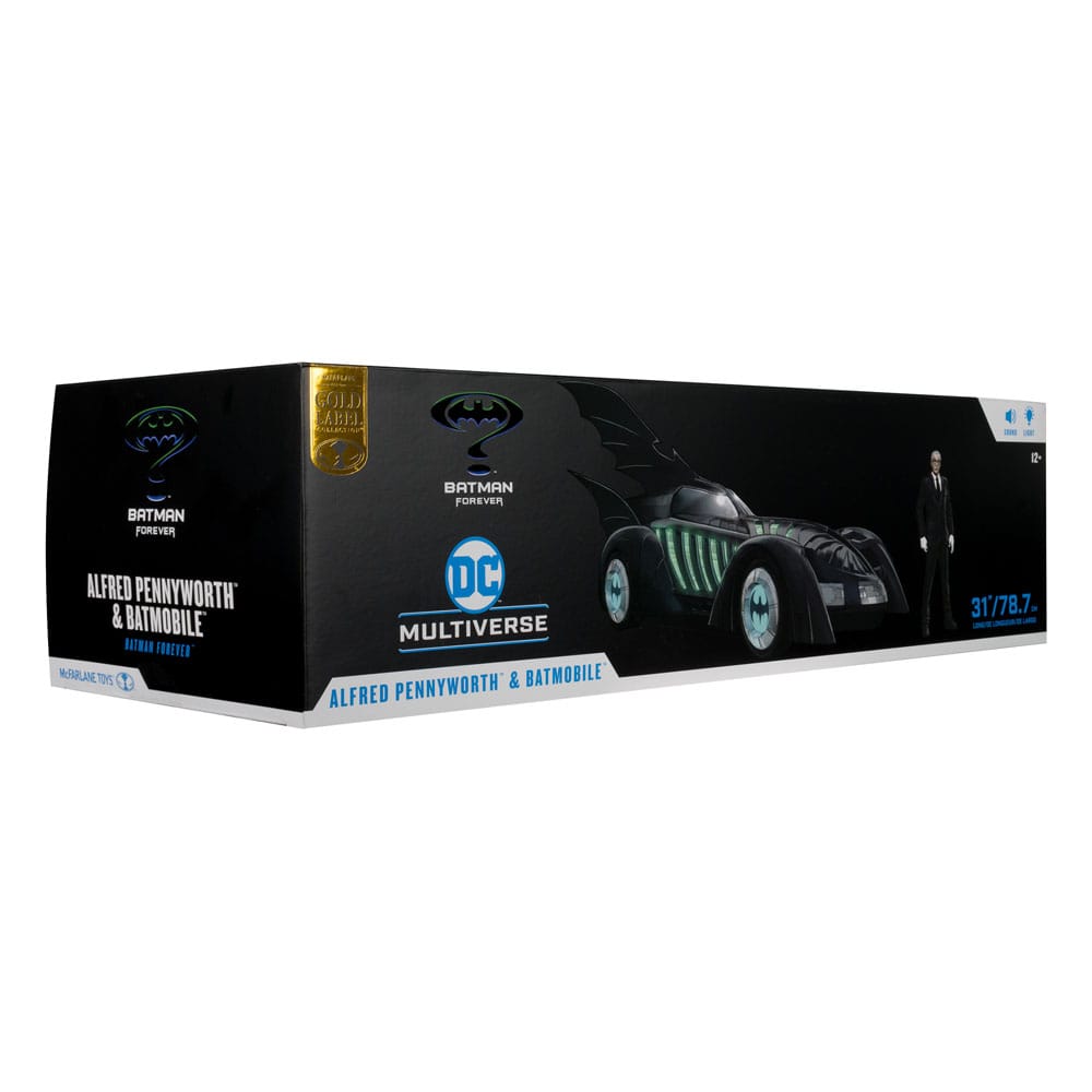 Batman Forever DC Multiverse figurine avec véhicule Alfred Pennyworth & Batmobile (Gold Label) 79 cm