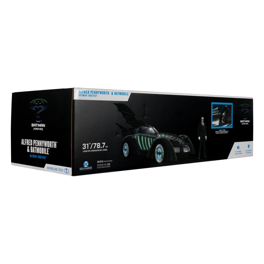 Batman Forever DC Multiverse figurine avec véhicule Alfred Pennyworth & Batmobile (Gold Label) 79 cm