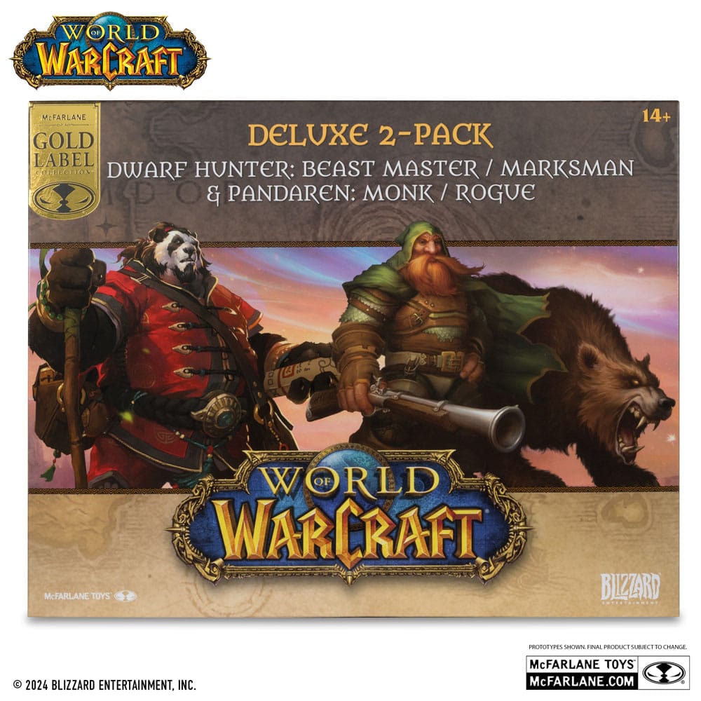 World of Warcraft Pack 2 statuettes PVC 1/12 Dwarf Hunter: Beast Master & Pandaren: Monk (Gold Label) 15 cm