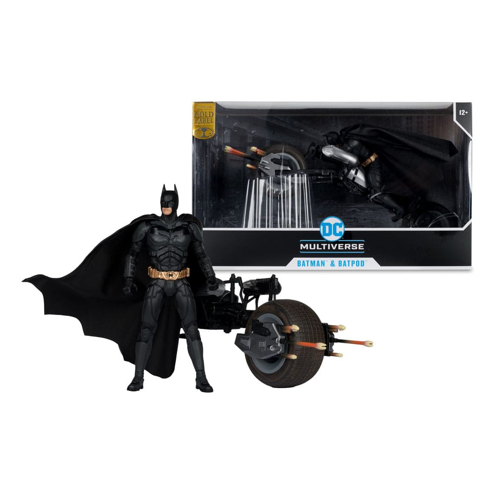 The Dark Knight DC Multiverse figurine avec véhicule Batman & The Batpod 18 cm