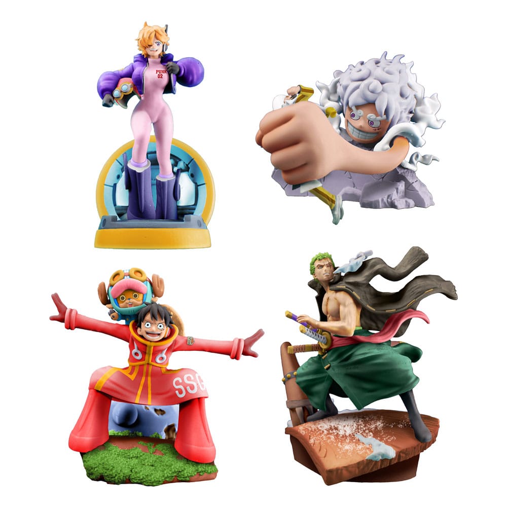 One Piece Petitrama set 4 figurines PVC Logbox Re Birth Egghead 9 cm