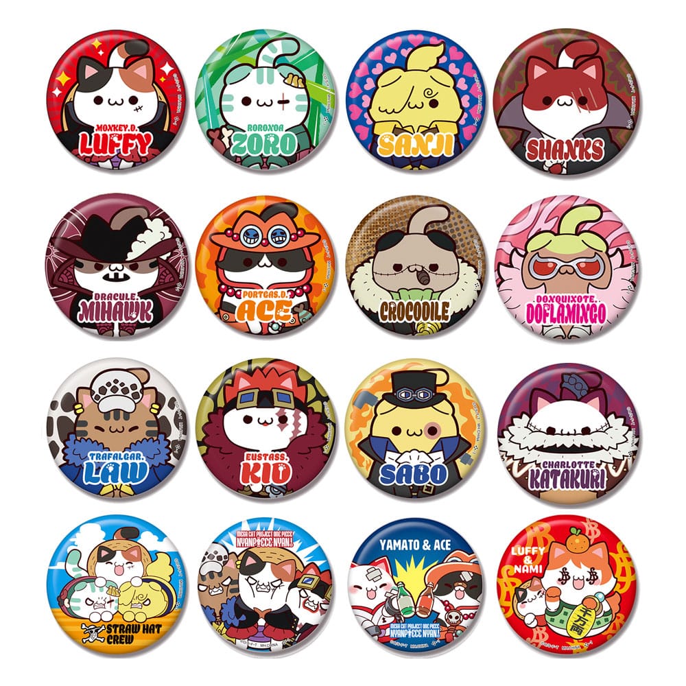 One Piece assortiment badges Mega Cat Project Nyan Piece Nyan! 5 cm (16)