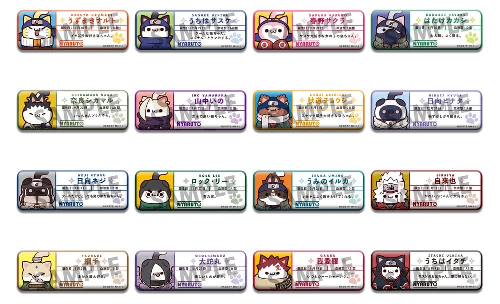 Naruto assortiment badges Mega Cat Project Nyaruto! Name 5 cm (16)