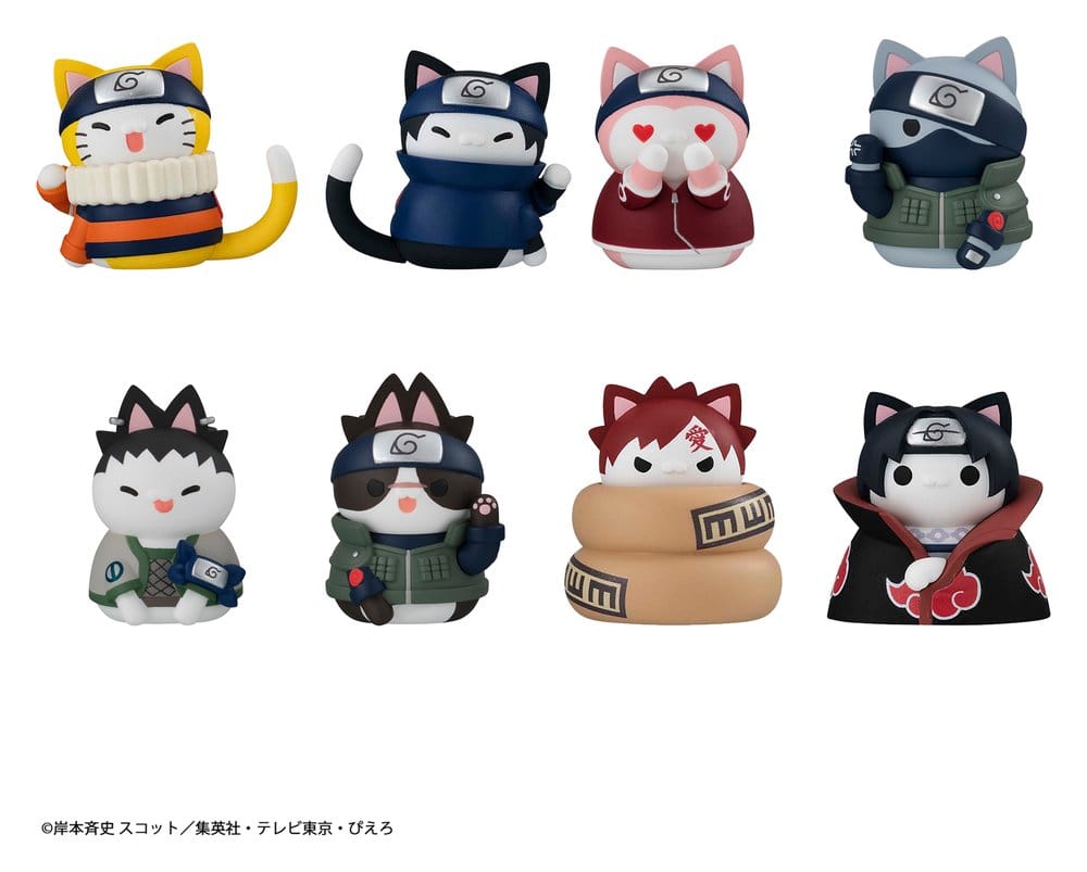 Naruto Mega Cat Project mini-figurines 3 cm Nyaruto! Cats of Konoha Village Reboot assortiment boîte-mystère (8) (Repeat)
