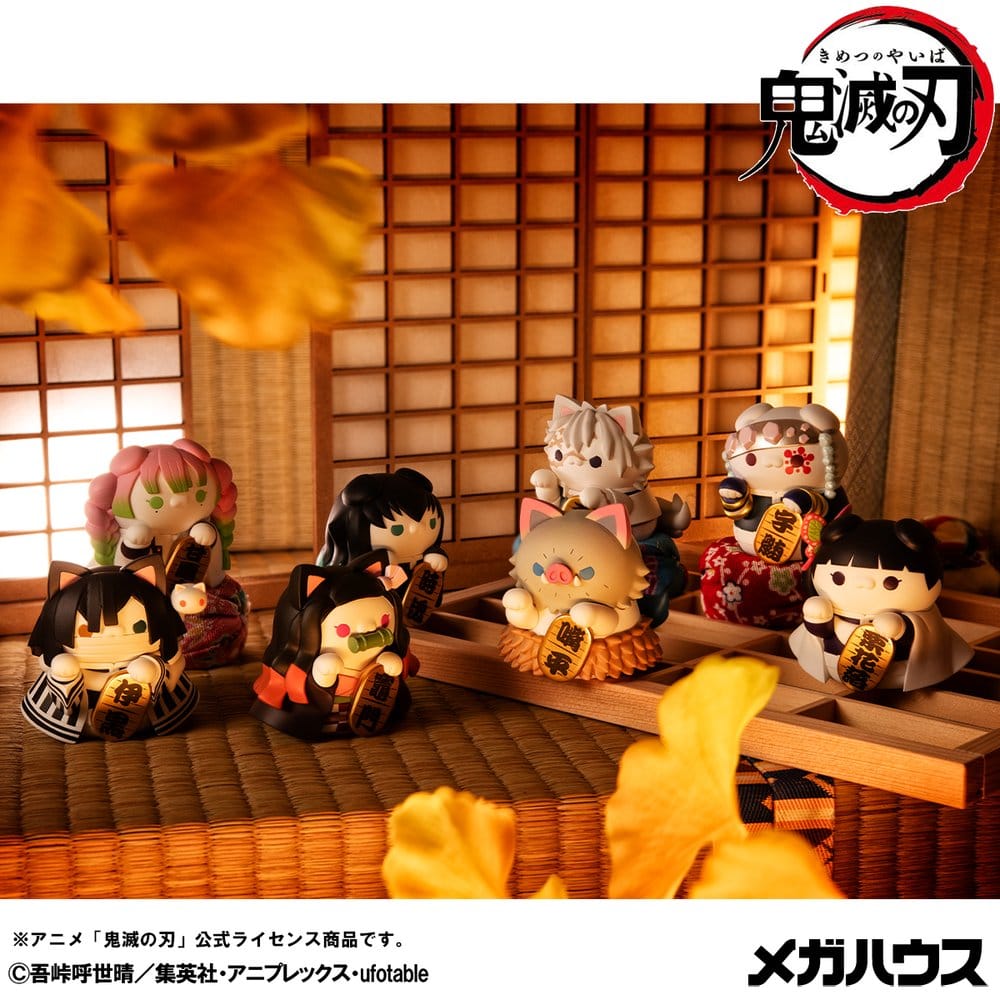 Demon Slayer: Kimetsu no Yaiba Mega Cat Project mini-figurines 6 cm Demon Slayer Fortune Cats ver. 02 assortiment boîte-mystère (8) (Repeat)