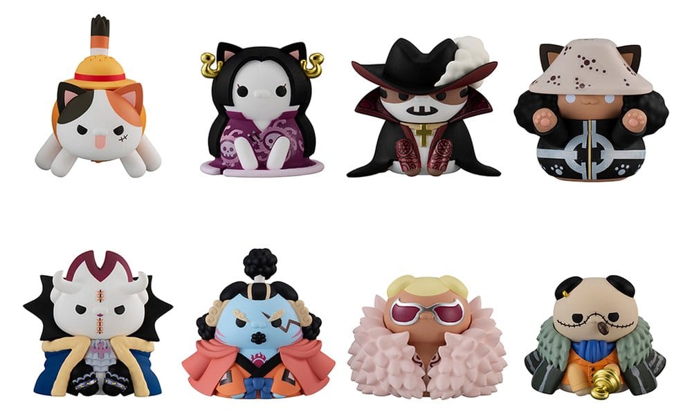 One Piece Blind Box présentoir figurines mini Mega Cat Project Nyan Piece Nyan! Luffy & the Seven Warlords of the Sea 3 cm (8) (Repeat)