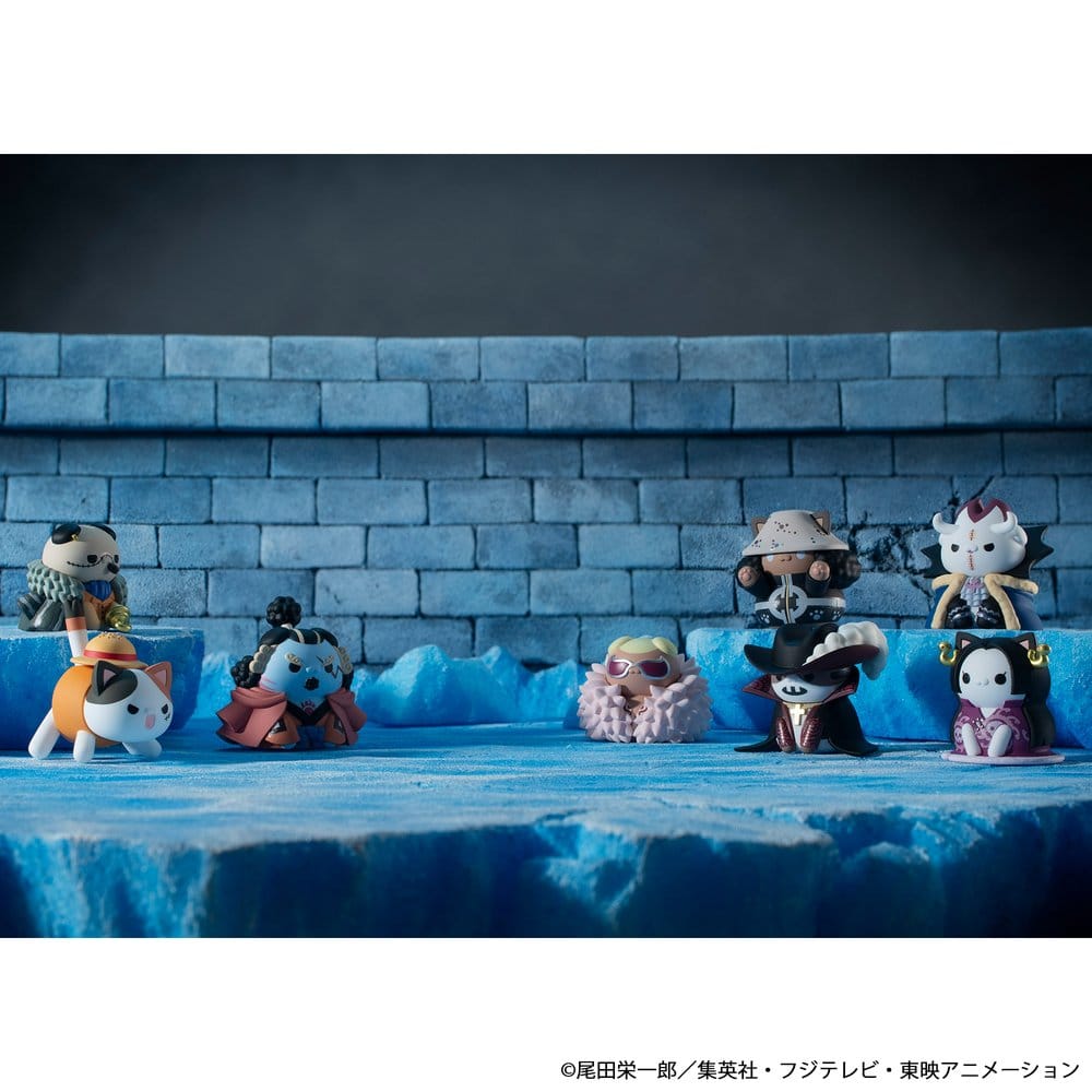 One Piece Blind Box présentoir figurines mini Mega Cat Project Nyan Piece Nyan! Luffy & the Seven Warlords of the Sea 3 cm (8) (Repeat)