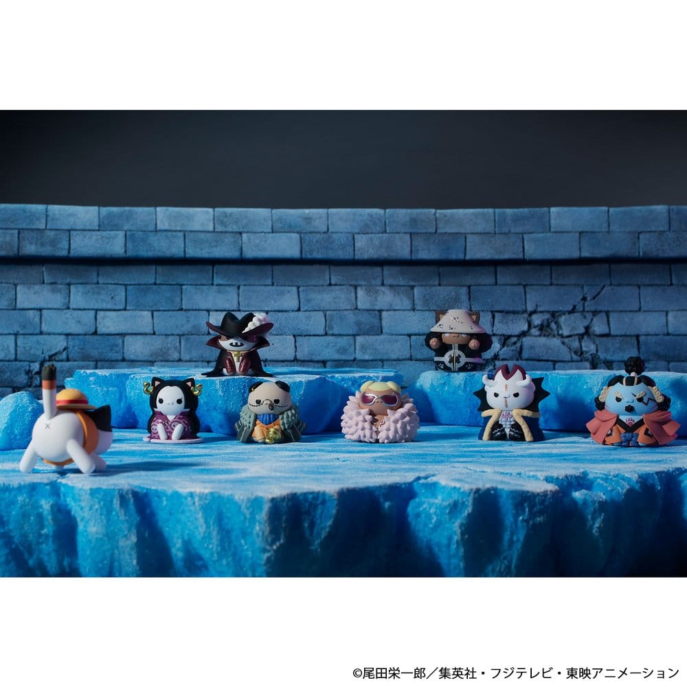 One Piece Blind Box présentoir figurines mini Mega Cat Project Nyan Piece Nyan! Luffy & the Seven Warlords of the Sea 3 cm (8) (Repeat)