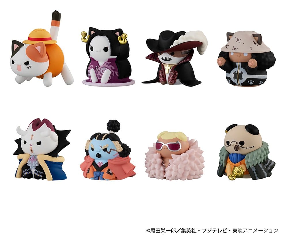 One Piece Blind Box présentoir figurines mini Mega Cat Project Nyan Piece Nyan! Luffy & the Seven Warlords of the Sea 3 cm (8) (Repeat)