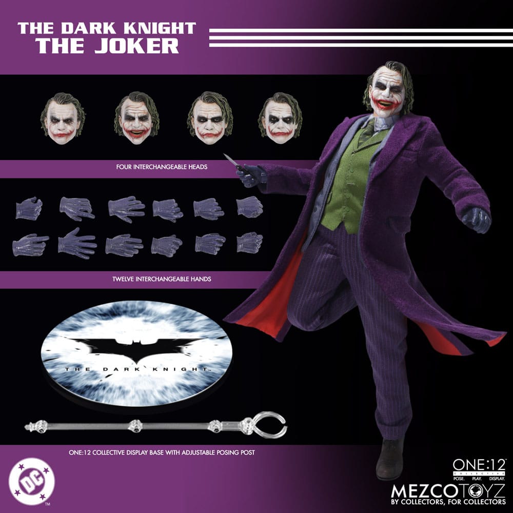The Dark Knight : Le Chevalier noir figurine 1/12 Joker 17 cm