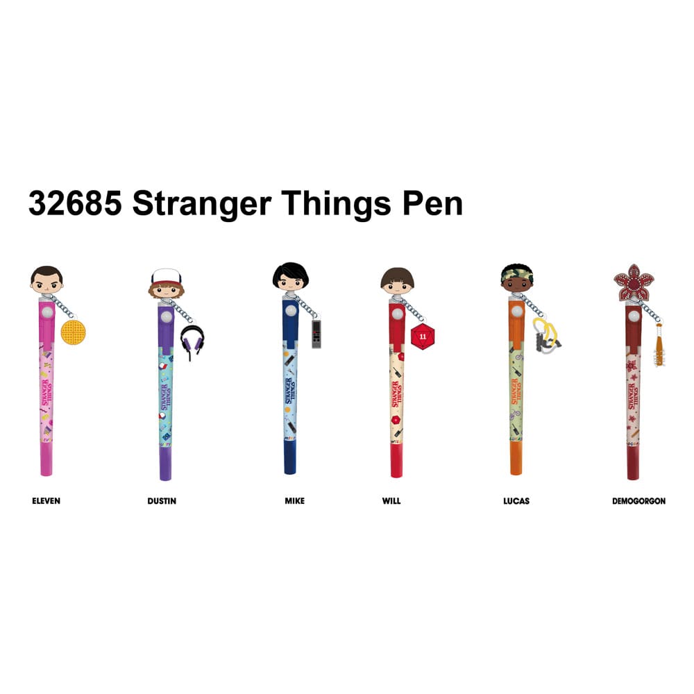 Stranger Things présentoir Blind Box Stylos 3D Head Topper Spinning Pen (16)