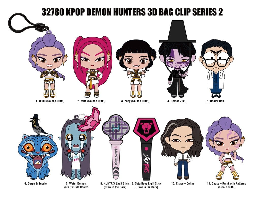 KPop Demon Hunters 3D porte-clés en PVC série 2 présentoir (24)