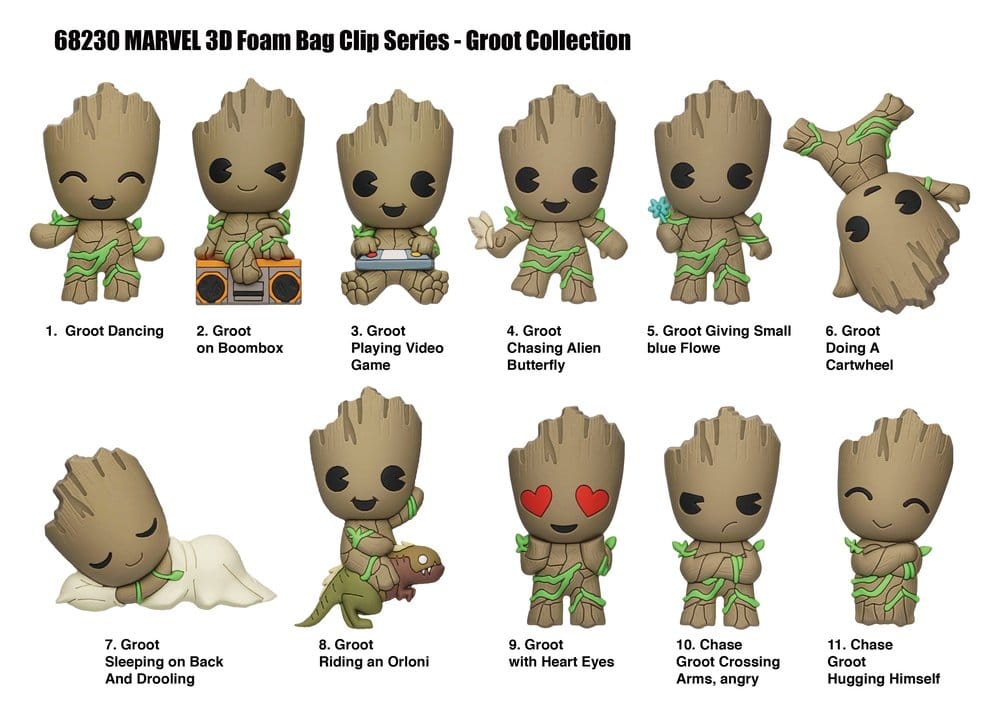 Marvel Groot 3D porte-clés en PVC série 1 Blind Bag Display (24)