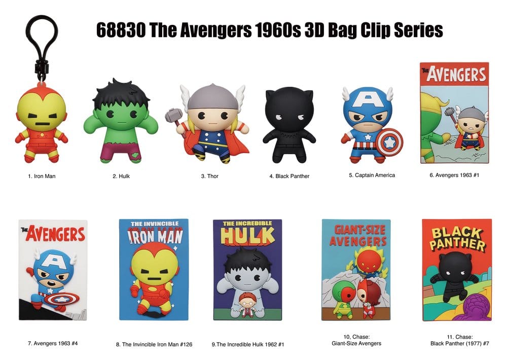 Marvel 3D porte-clés en PVC série 1 Avengers 60th Comic Covers Blind Bag Display (24)