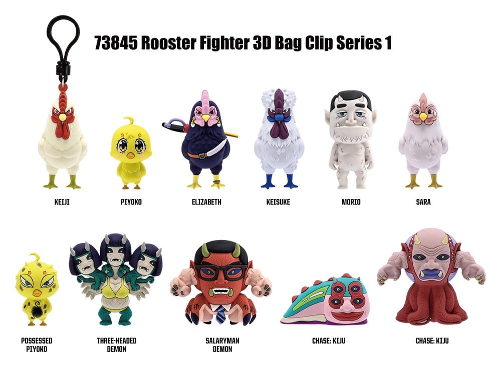 Rooster Fighter 3D porte-clés en PVC série 1 Blind Bag Display (24)