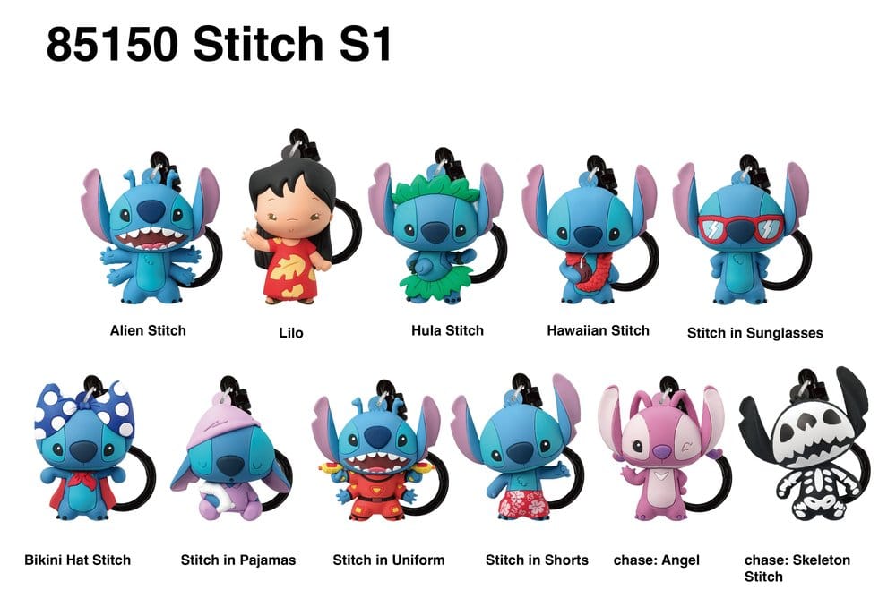 Lilo et Stitch 3D porte-clés en PVC série 1 présentoir (24)