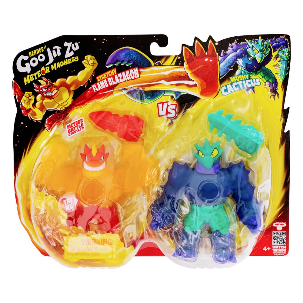 Heroes of Goo Jit Zu Meteor Madness pack 2 figurines extensible Flame Blazagon vs. Cacticus 13 cm