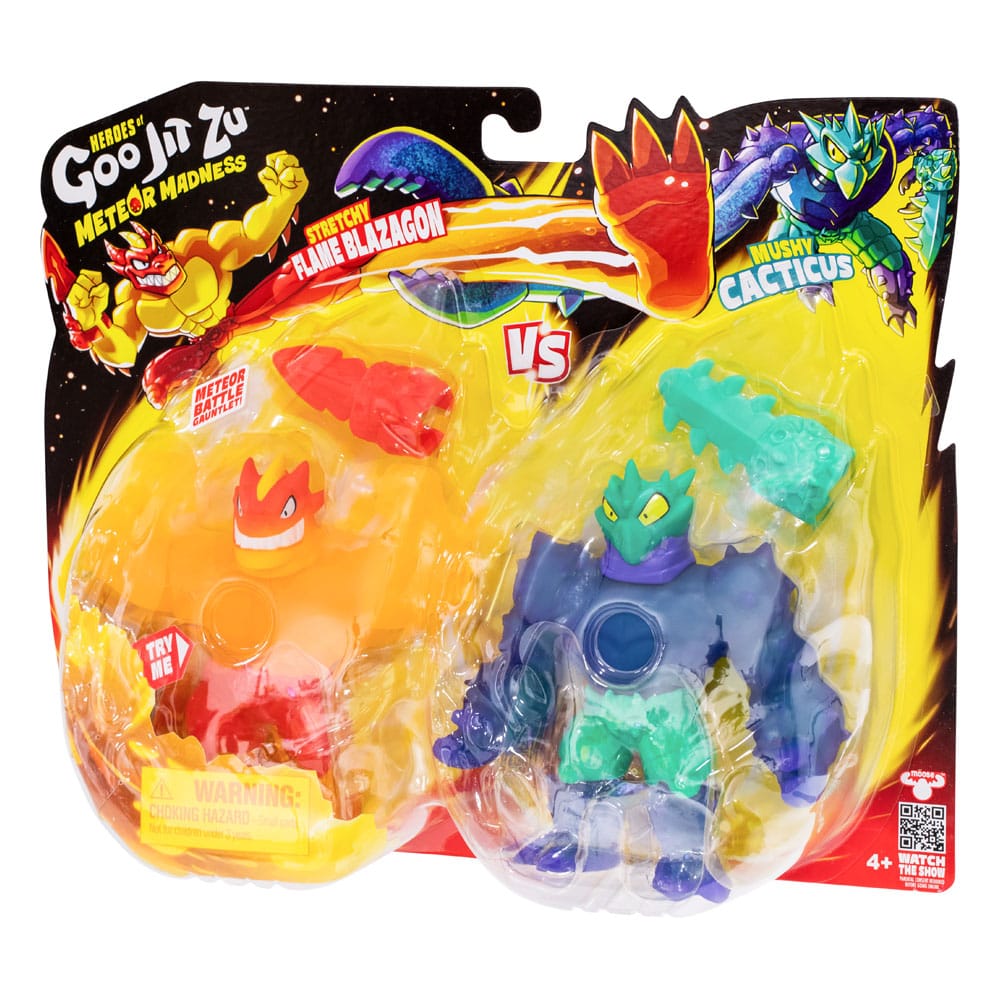 Heroes of Goo Jit Zu Meteor Madness pack 2 figurines extensible Flame Blazagon vs. Cacticus 13 cm