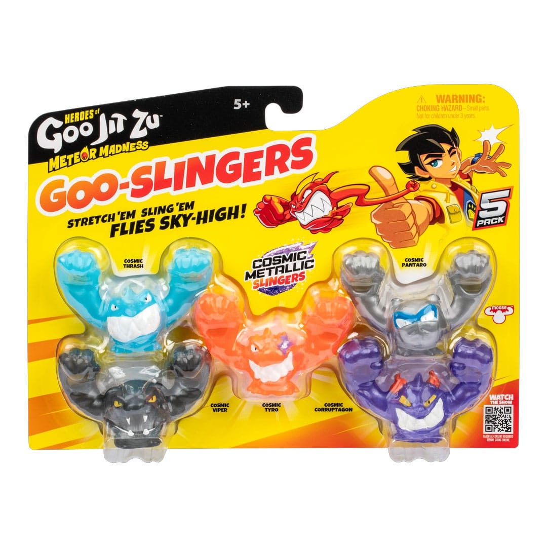 Heroes of Goo Jit Zu Meteor Madness pack 5 figurines extensible Goo Slingers Cosmic Metallic Slingers 5 cm