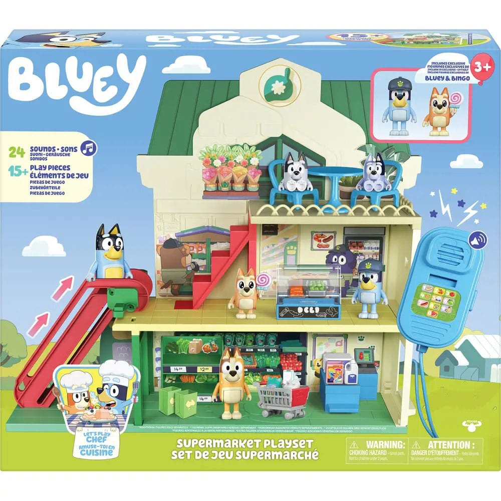 Bluey Set de jeu mini-figurines Bluey Let's Play Chef Supermarché