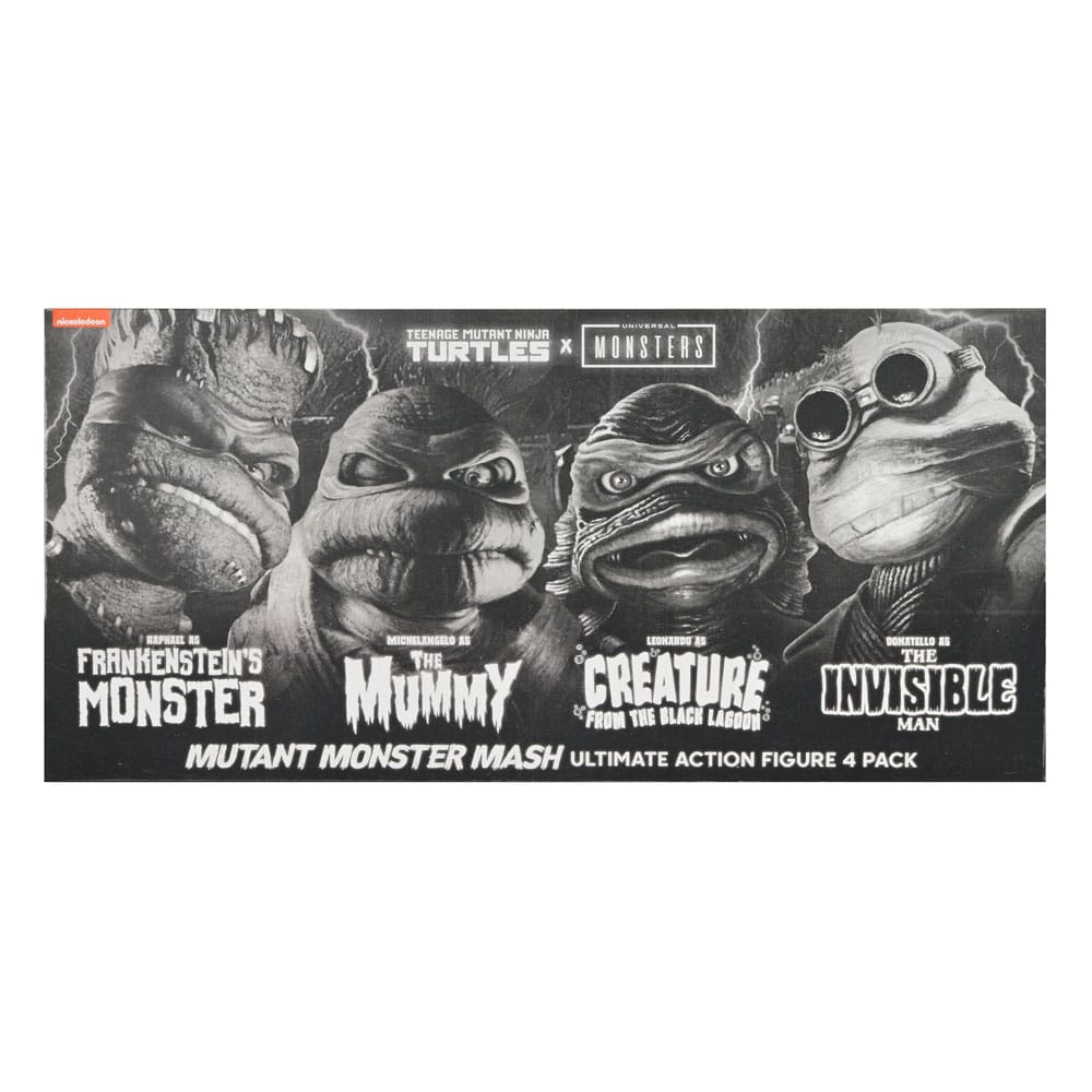 Universal Monsters x Teenage Mutant Ninja Turtles pack 4 figurines Turtles Black & White 18 cm