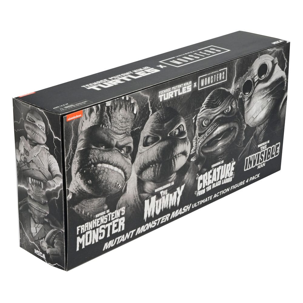Universal Monsters x Teenage Mutant Ninja Turtles pack 4 figurines Turtles Black & White 18 cm