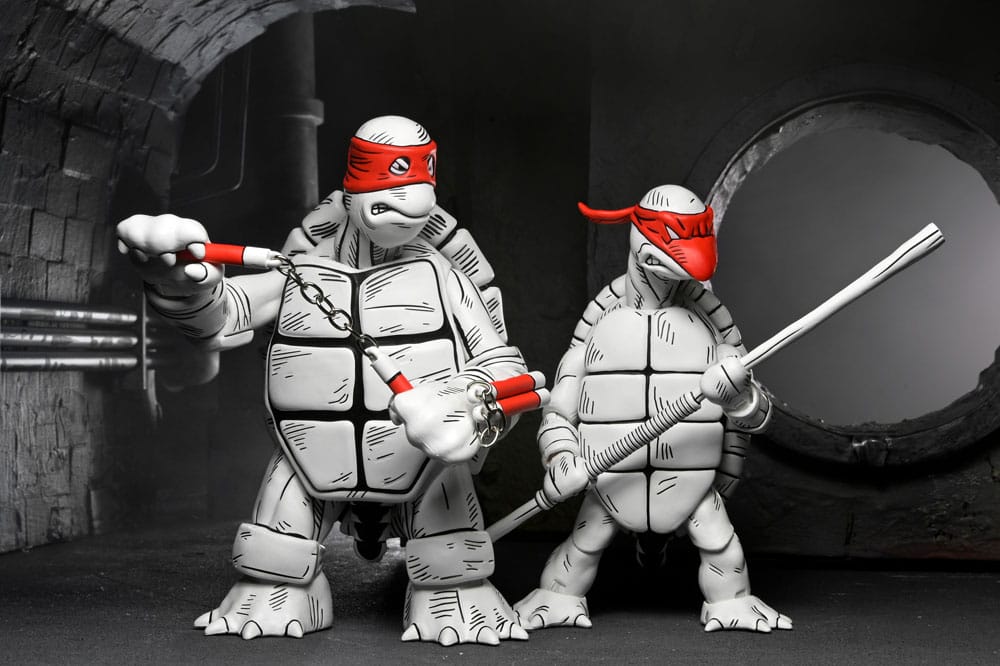 Tortues Ninja (Mirage Comics) pack 2 figurines Black and White First Turtles 18 cm