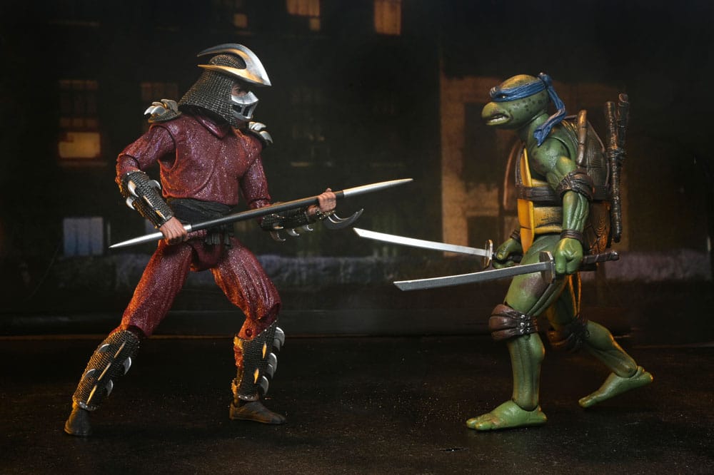 Tortues Ninja (1990 Movie) figurine Roof Top Battle Shredder vs Leo 18 cm