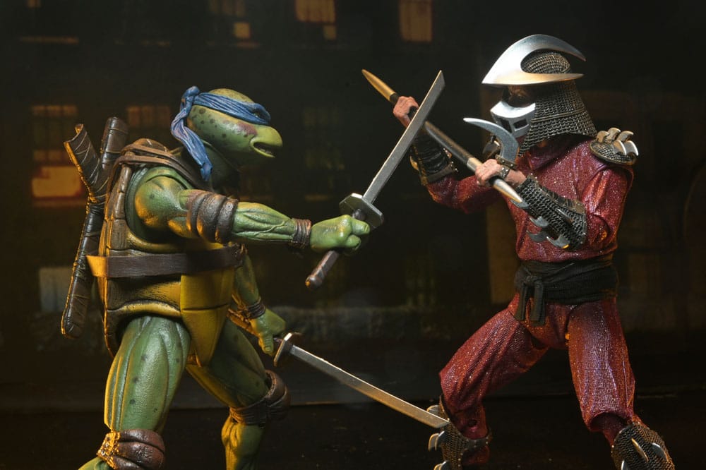 Tortues Ninja (1990 Movie) figurine Roof Top Battle Shredder vs Leo 18 cm