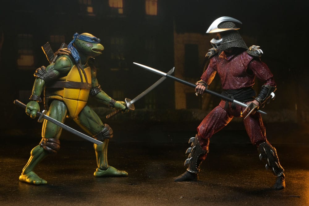 Tortues Ninja (1990 Movie) figurine Roof Top Battle Shredder vs Leo 18 cm