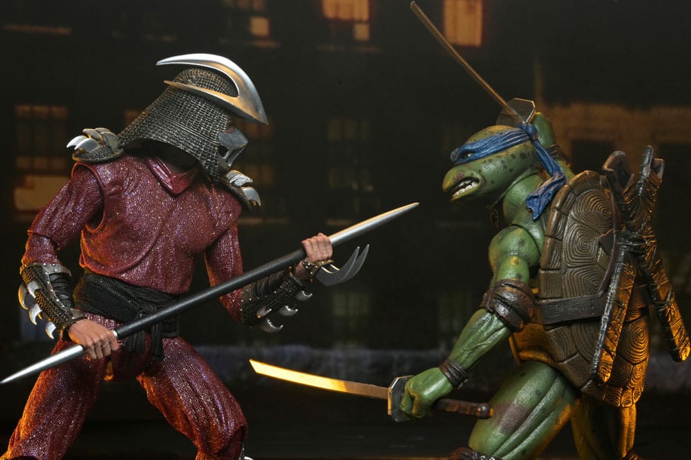 Tortues Ninja (1990 Movie) figurine Roof Top Battle Shredder vs Leo 18 cm