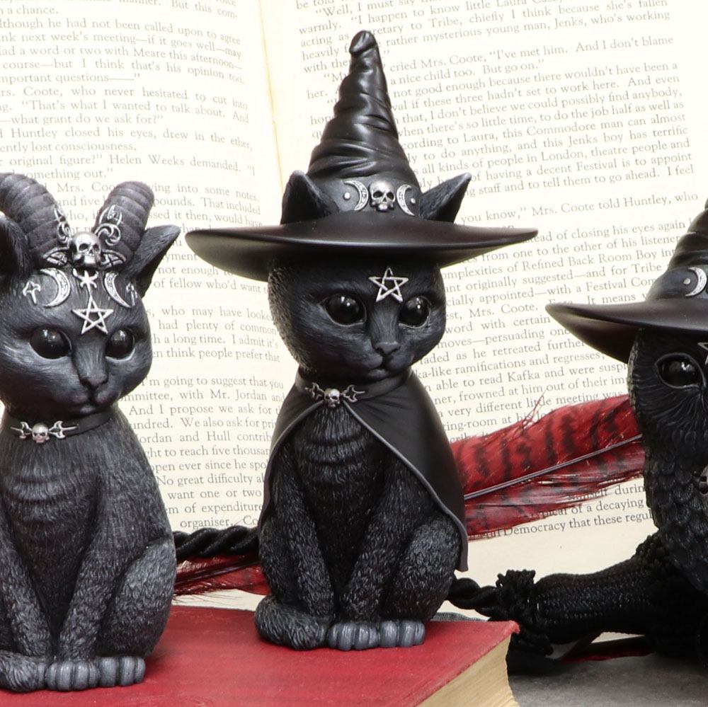 Purrah - Figurine de chat de sorcières avec chapeau occulte 13.5cm