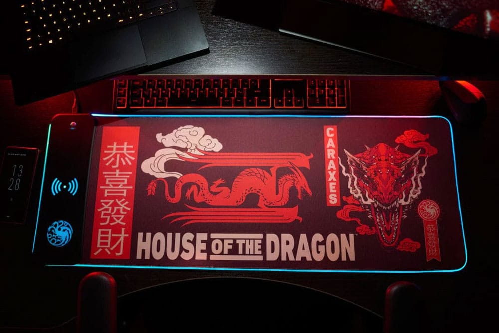 Numskull - House of Dragons - Tapis de souris de jeu XXL et chargeur sans fil