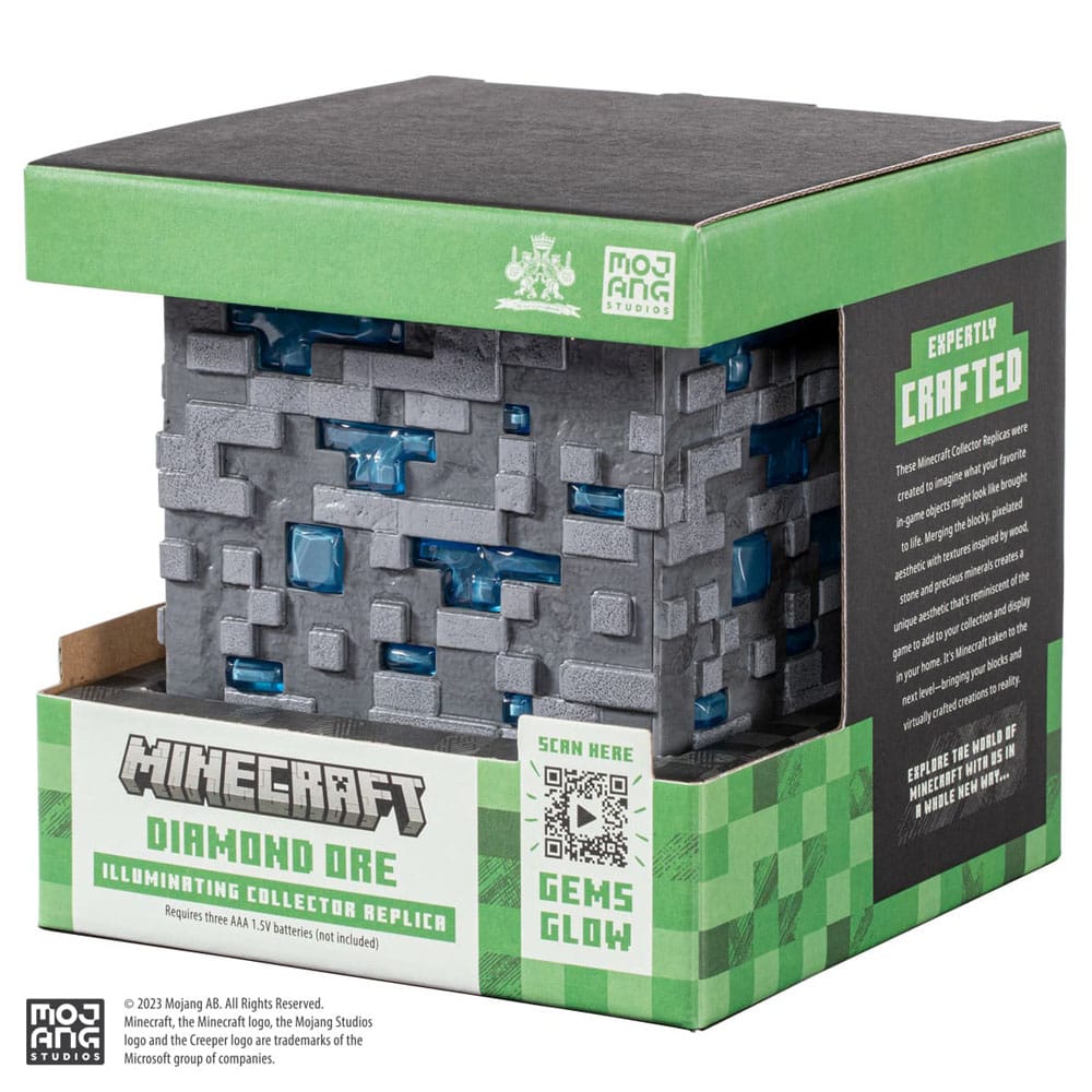 Minecraft réplique Illuminating Diamond Ore Cube 10 cm