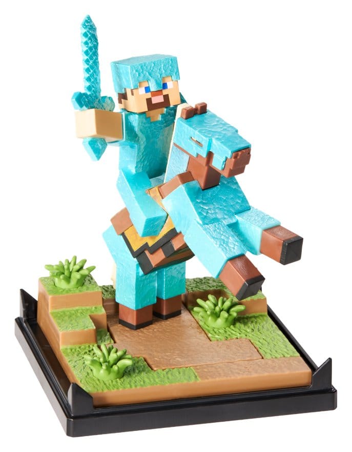 Minecraft Figurine Diorama Diamond Armor Steve et Cheval 18 cm