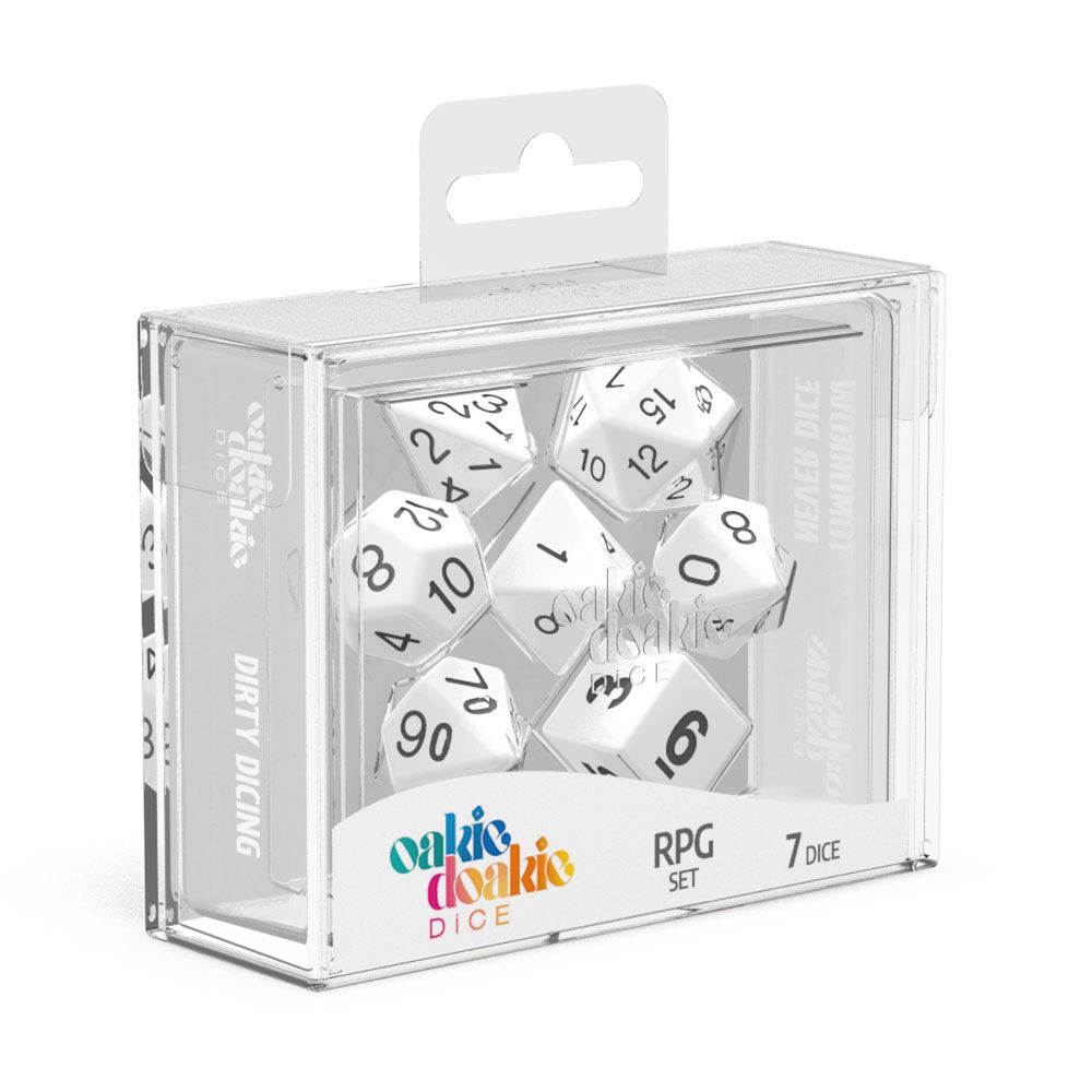 Oakie Doakie Dice dés RPG-Set Solid - Blanc (7)