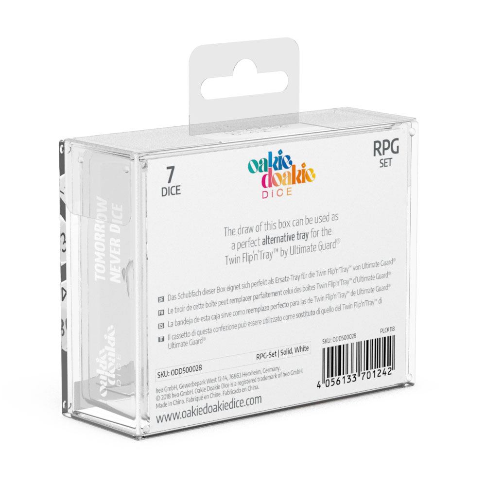 Oakie Doakie Dice dés RPG-Set Solid - Blanc (7)