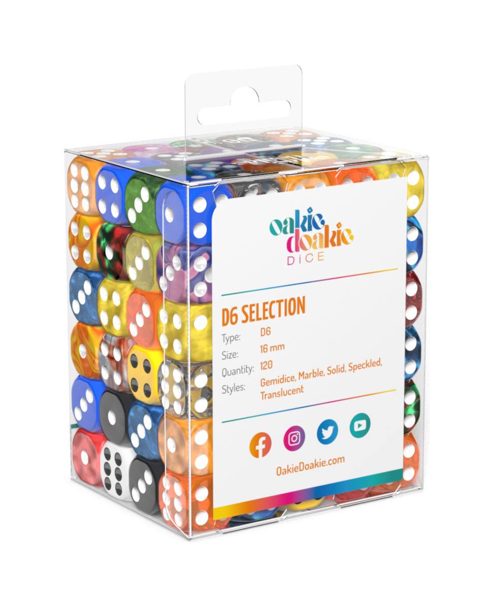 Oakie Doakie Dice dés Retail Pack D6 16 mm Mixed (120)